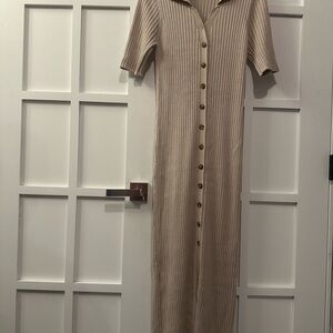 Cyrus Tan Ribbed Midi Dress